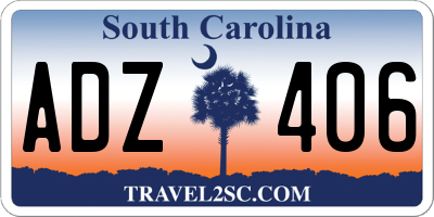 SC license plate ADZ406
