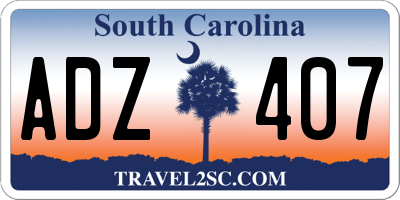 SC license plate ADZ407
