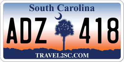 SC license plate ADZ418