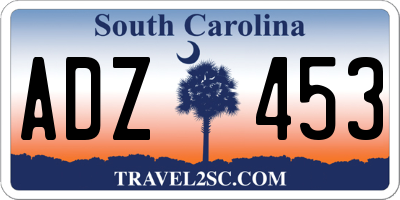 SC license plate ADZ453
