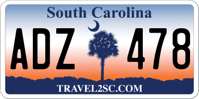 SC license plate ADZ478