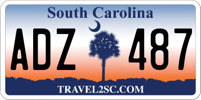 SC license plate ADZ487