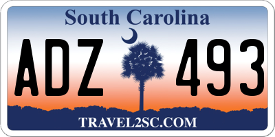 SC license plate ADZ493
