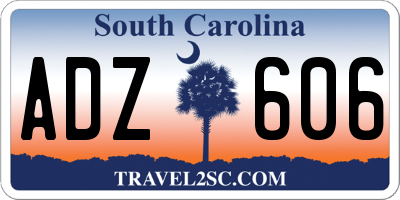 SC license plate ADZ606
