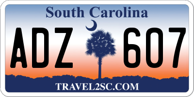 SC license plate ADZ607