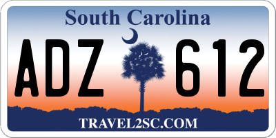 SC license plate ADZ612