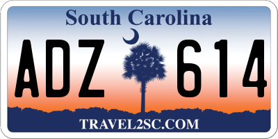 SC license plate ADZ614
