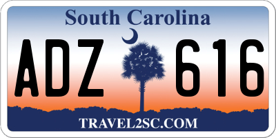 SC license plate ADZ616