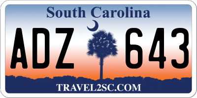 SC license plate ADZ643