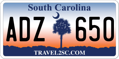 SC license plate ADZ650