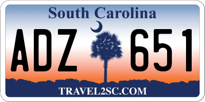 SC license plate ADZ651