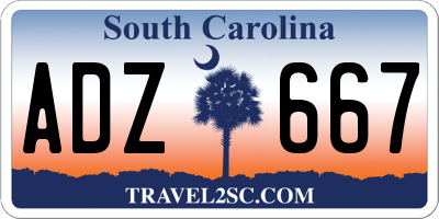 SC license plate ADZ667