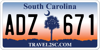 SC license plate ADZ671