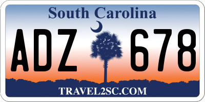 SC license plate ADZ678