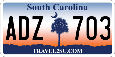 SC license plate ADZ703
