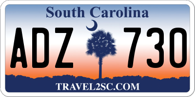 SC license plate ADZ730