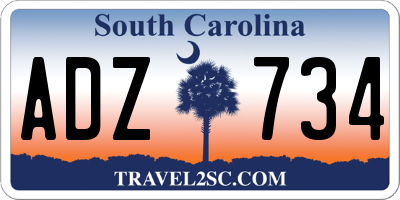 SC license plate ADZ734