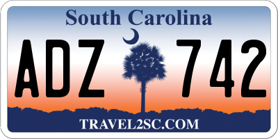 SC license plate ADZ742