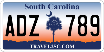 SC license plate ADZ789