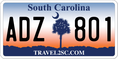 SC license plate ADZ801