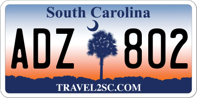 SC license plate ADZ802