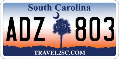 SC license plate ADZ803