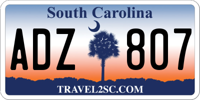 SC license plate ADZ807