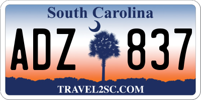 SC license plate ADZ837