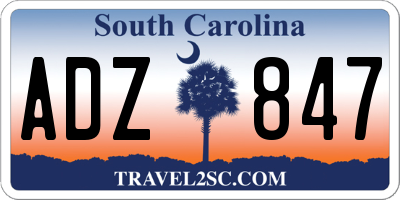 SC license plate ADZ847