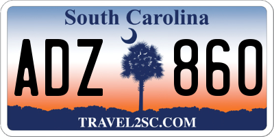 SC license plate ADZ860
