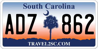 SC license plate ADZ862