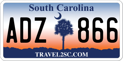 SC license plate ADZ866