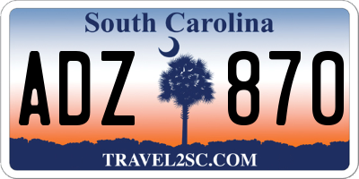 SC license plate ADZ870