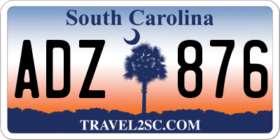 SC license plate ADZ876