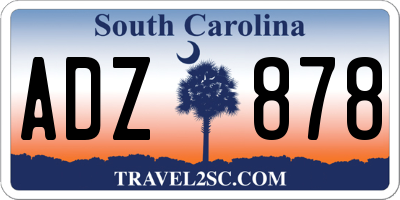 SC license plate ADZ878