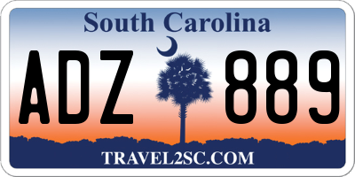 SC license plate ADZ889