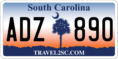 SC license plate ADZ890
