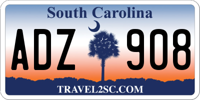 SC license plate ADZ908