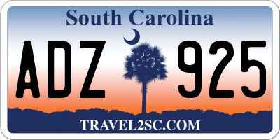 SC license plate ADZ925