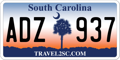 SC license plate ADZ937