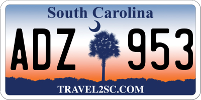 SC license plate ADZ953