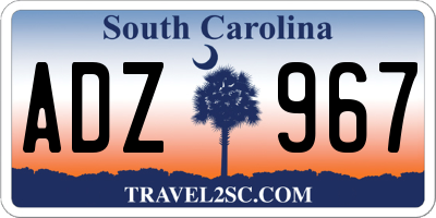 SC license plate ADZ967
