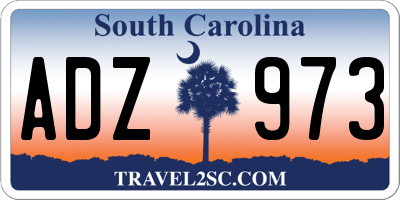SC license plate ADZ973