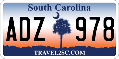 SC license plate ADZ978