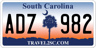 SC license plate ADZ982