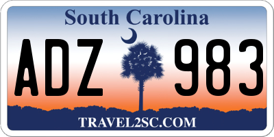 SC license plate ADZ983