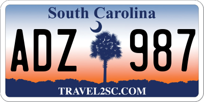 SC license plate ADZ987