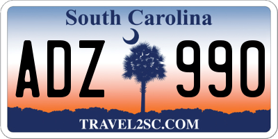 SC license plate ADZ990