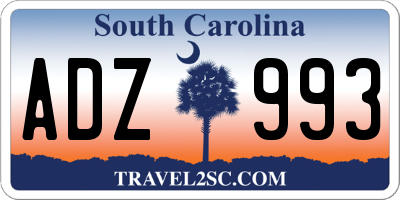SC license plate ADZ993