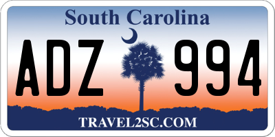 SC license plate ADZ994